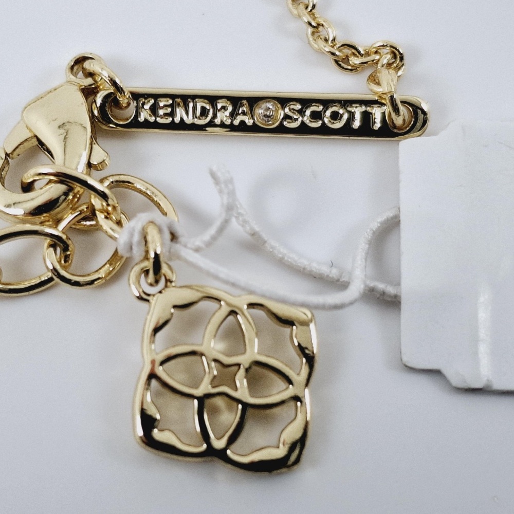 Kendra Scott Elisa Gold Pendant Necklace Aqua Crystal NWT 16 Inch Blue Statement - Picture 6 of 6